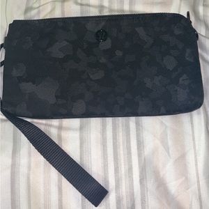 Lululemon black cheetah print wristlet/wallet